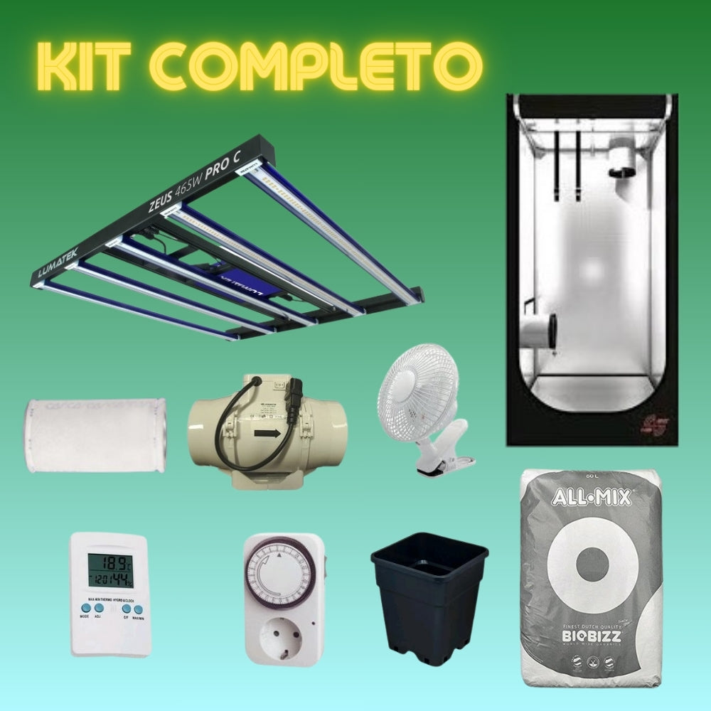 Kit Coltivazione Indoor 120x120x200 con lampada LED ZEUS PRO 465w Lumatek + Filtro ai Carboni Attivi